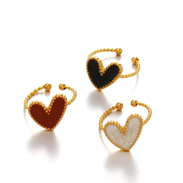Wholesale Ring Stainless Steel Resin Geometric Heartshaped Electroplated For Women