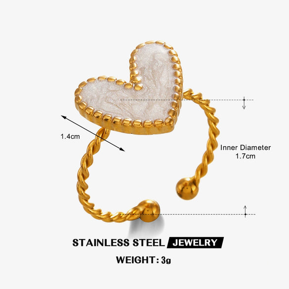 Wholesale Ring Stainless Steel Resin Geometric Heartshaped Electroplated For Women
