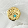 Wholesale Ring Stainless Steel Retro Blue Turquoise Oil Pressure Texture Peacock Open Screen Electroplating Unisex