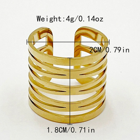 Wholesale Ring Stainless Steel Retro Trendy Fivepointed Star Heartshaped Hollow Flower Design Electroplated
