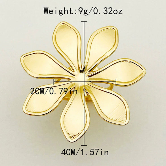 Wholesale Ring Stainless Steel Retro Trendy Fivepointed Star Heartshaped Hollow Flower Design Electroplated