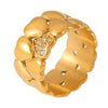 Wholesale Ring 316L Stainless Steel Rhinestone Vintage Middle Ages Love Double Layer Stacked Peach Heart Electroplated For Women