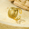 Wholesale Ring Stainless Steel Square Hollow Grid Texture Light Luxury Electroplated