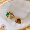 Wholesale Ring Stainless Steel Tiger's Eye Geometric Style Electroplated Unisex Jewelry
