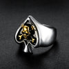 Wholesale Ring Stainless Steel Trendy Heartshaped Skull Poker Spades Design Apply Oil Unisex