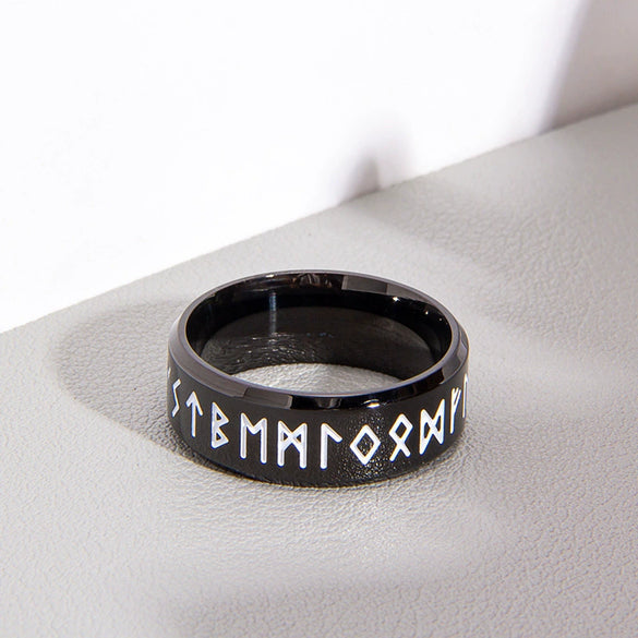 Wholesale Ring Stainless Steel Viking Style With Letters Numbers Text Electroplated