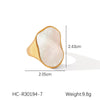 Wholesale Ring Stainless Steel White Shell Geometric Style Electroplating For Women