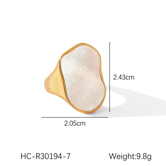 Wholesale Ring Stainless Steel White Shell Geometric Style Electroplating For Women