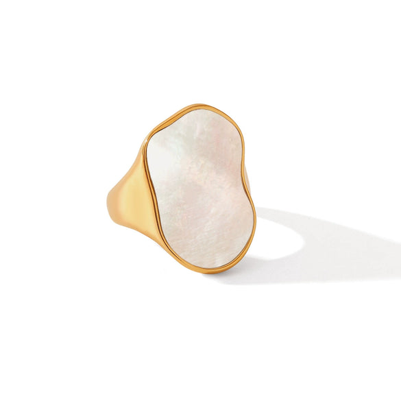 Wholesale Ring Stainless Steel White Shell Geometric Style Electroplating For Women