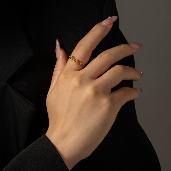 Wholesale Ring 925 Sterling Silver Geometric Electroplated Platinum 18K Gold Women's