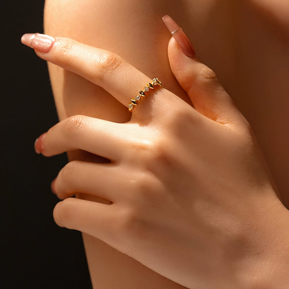 Wholesale Ring 925 Sterling Silver Geometric Irregular Design Microinlaid Zircon Electroplated