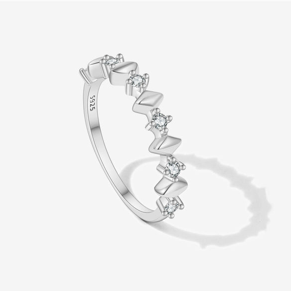 Wholesale Ring 925 Sterling Silver Geometric Irregular Design Microinlaid Zircon Electroplated