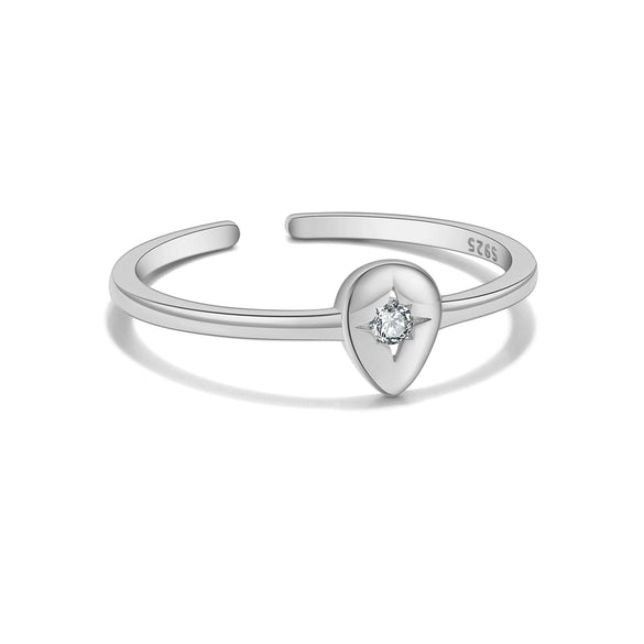 Wholesale Ring Sterling Silver Geometric Irregular Design Microinlaid Zircon Opening Adjustable Electroplated Platinum 18K Gold Unisex