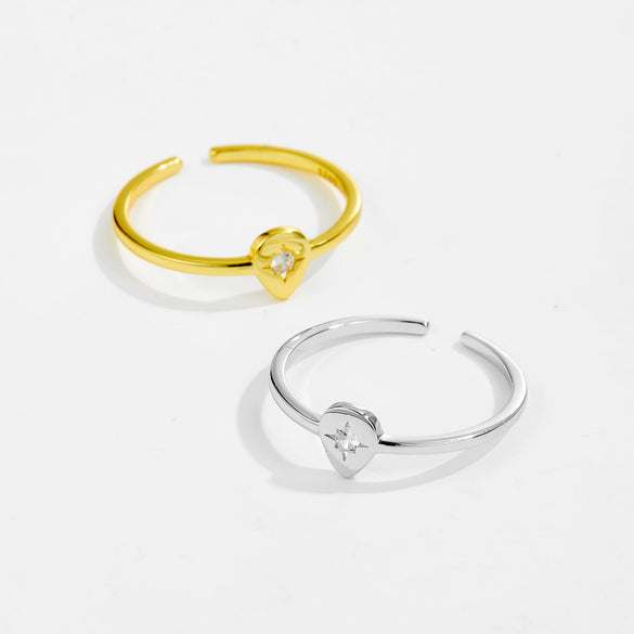 Wholesale Ring Sterling Silver Geometric Irregular Design Microinlaid Zircon Opening Adjustable Electroplated Platinum 18K Gold Unisex