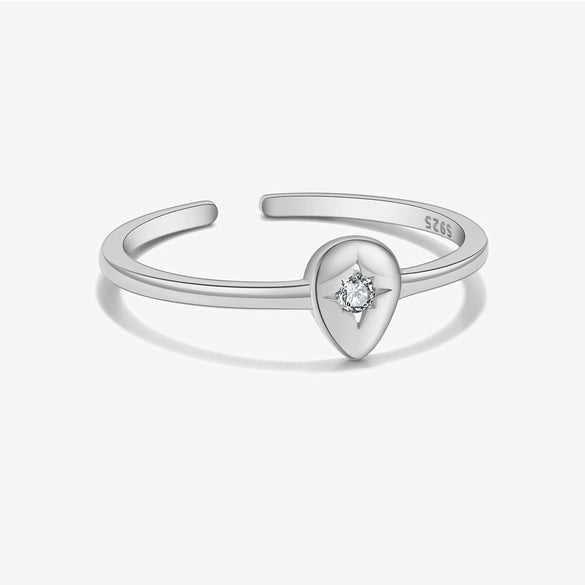 Wholesale Ring Sterling Silver Geometric Irregular Design Microinlaid Zircon Opening Adjustable Electroplated Platinum 18K Gold Unisex