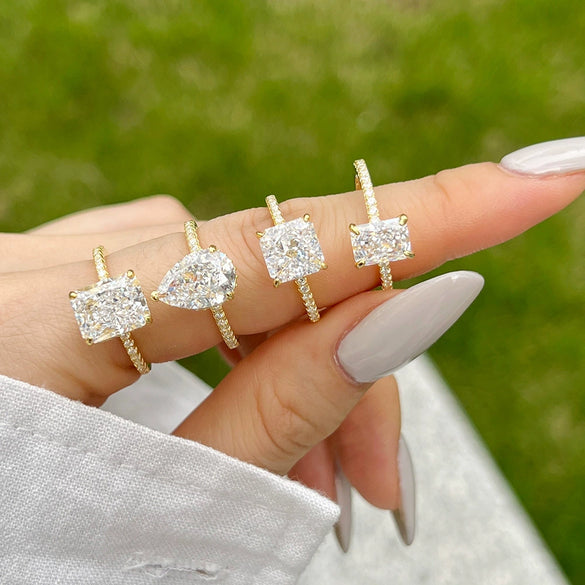 Wholesale Ring 925 Sterling Silver Geometric Light Luxury Style With Snowflake Cut Zircon And Simulation Diamond Electroplated For Women