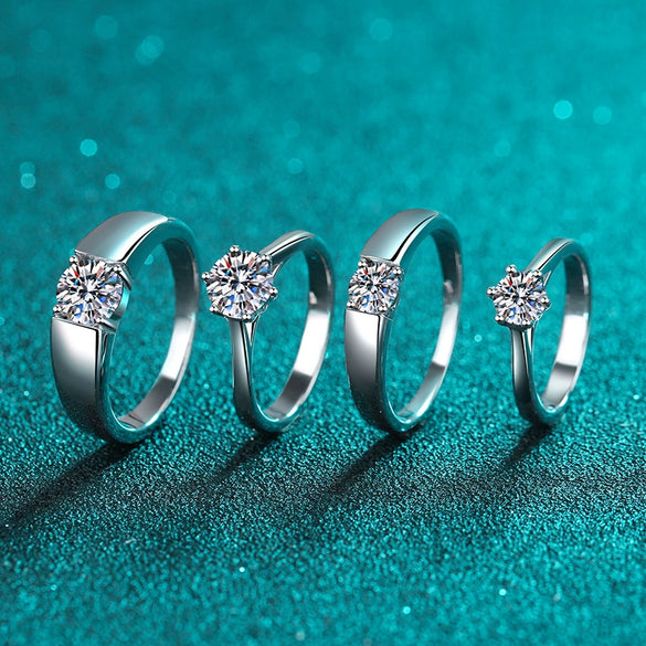 Wholesale Ring 925 Sterling Silver Geometric Simple Style The Crown Electroplated Moissanite Couple Ring