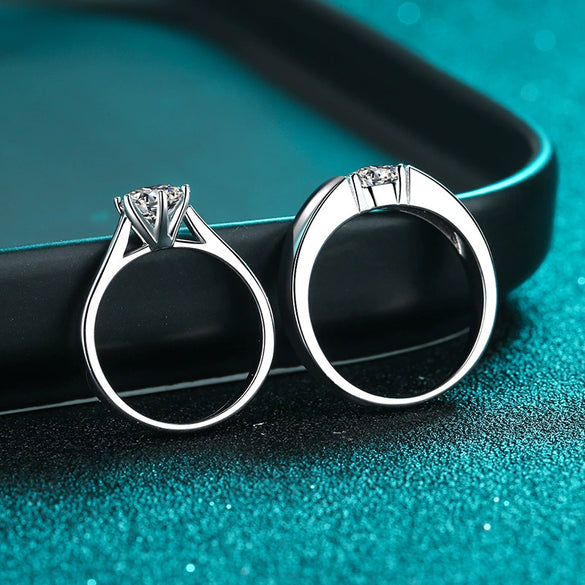 Wholesale Ring 925 Sterling Silver Geometric Simple Style The Crown Electroplated Moissanite Couple Ring