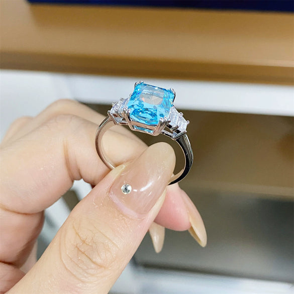 Wholesale Ring 925 Sterling Silver Geometric Style Ice Flower Cut Electroplating