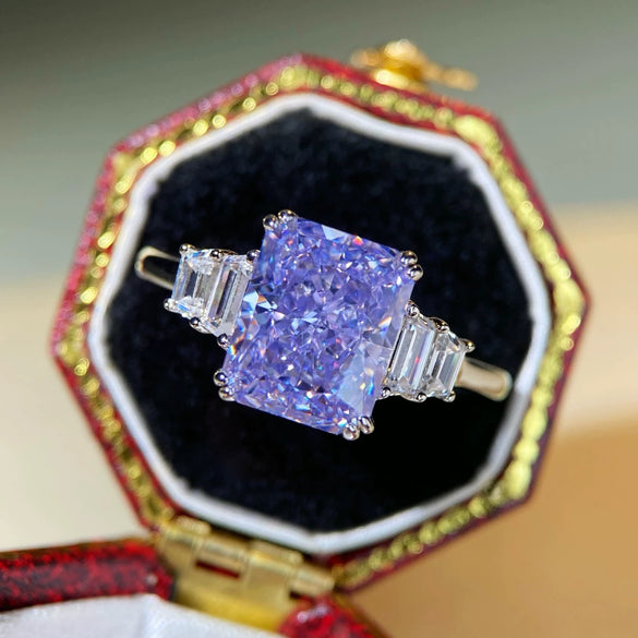 Wholesale Ring 925 Sterling Silver Geometric Style Ice Flower Cut Electroplating