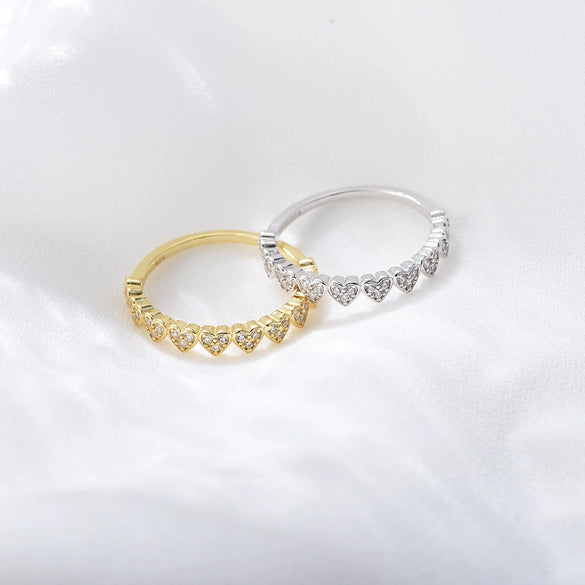 Wholesale Ring 925 Sterling Silver Heartshaped Zircon Retro Elegant