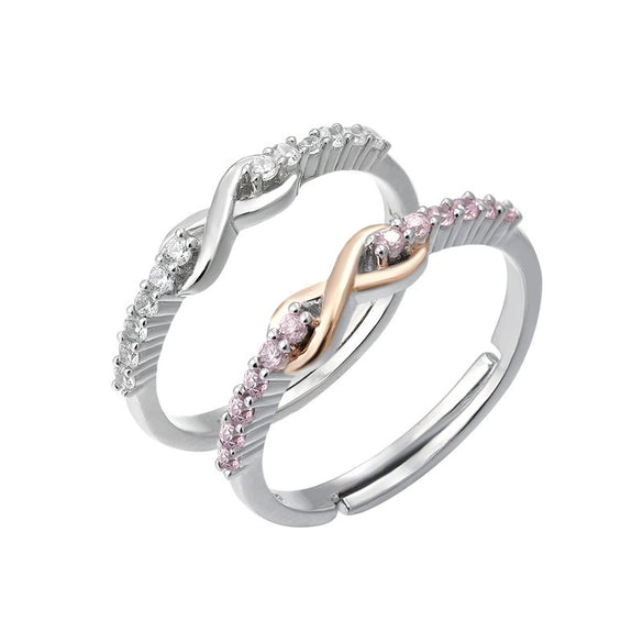 Wholesale Ring 925 Sterling Silver Infinite Love Diamondencrusted With Letters Numbers Text Simple Style