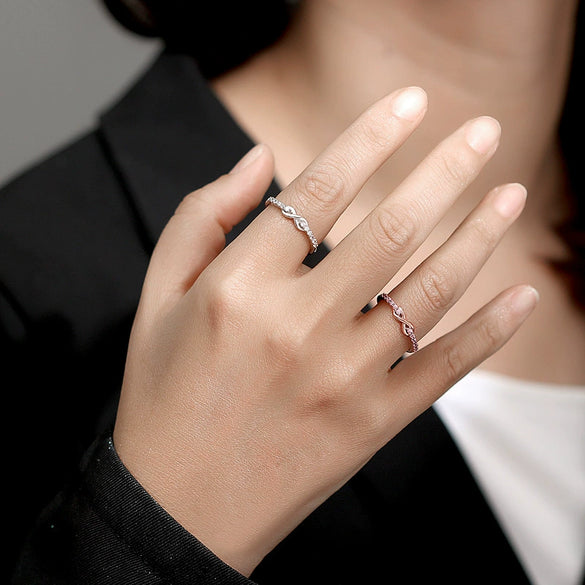 Wholesale Ring 925 Sterling Silver Infinite Love Diamondencrusted With Letters Numbers Text Simple Style