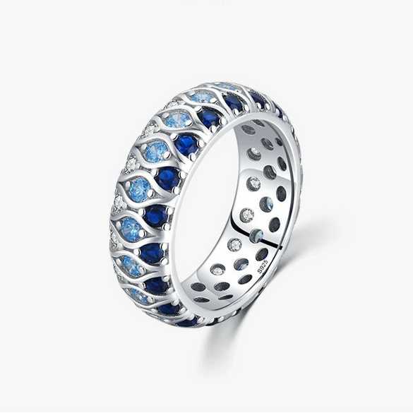 Wholesale Ring 925 Sterling Silver Inlaid Colored Diamond Geometric Light Luxury Style