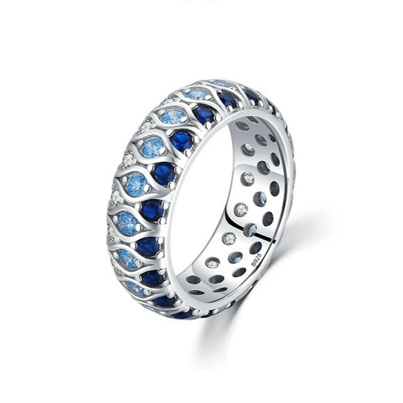 Wholesale Ring 925 Sterling Silver Inlaid Colored Diamond Geometric Light Luxury Style
