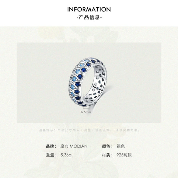 Wholesale Ring 925 Sterling Silver Inlaid Colored Diamond Geometric Light Luxury Style