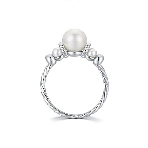 Wholesale Ring 925 Sterling Silver Literary Natural Geometric Inlaid With Pearls