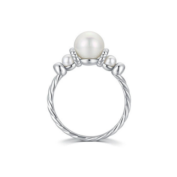 Wholesale Ring 925 Sterling Silver Literary Natural Geometric Inlaid With Pearls