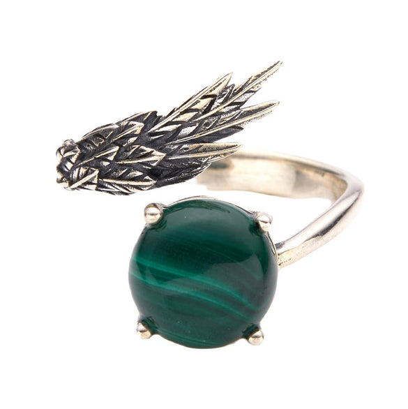 Wholesale Ring 925 Sterling Silver Natural Malachite Lapis Lazuli White Agate Animals Zodiac Design Set With Precious Stones