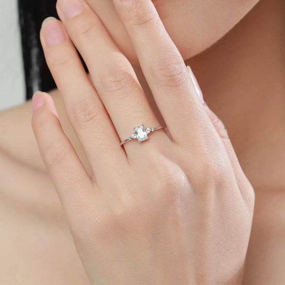 Wholesale Ring Sterling Silver Rectangular Geometric Electroplated