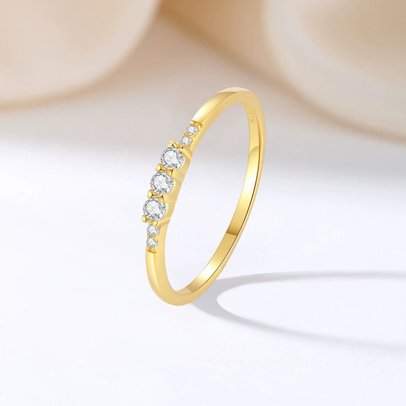 Wholesale Ring 925 Sterling Silver Round Geometric Retro Light Luxury 18K Gold Plated For Women