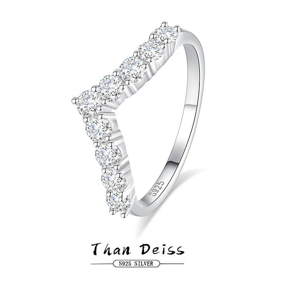 Wholesale Ring 925 Sterling Silver Vshaped Geometric Zircon Moissanite Diamond Simple For Women