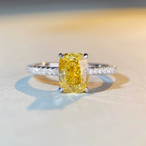 Wholesale Ring 925 Sterling Silver Yellow Diamond Raydian Cut Oval Geometric Electroplated Women's