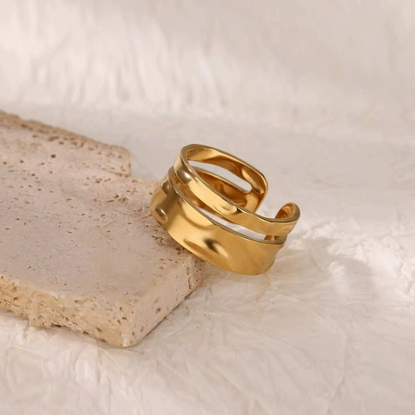 Wholesale Ring Titanium Steel And Stainless Steel Geometric Style 18K Gold Plated
