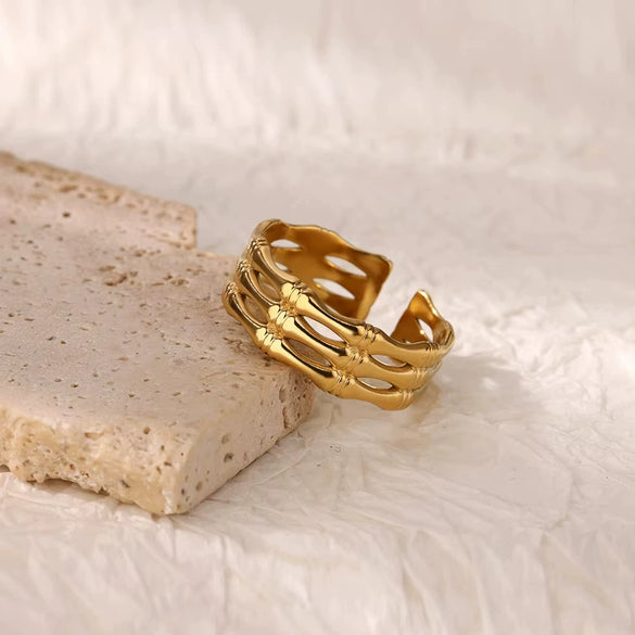 Wholesale Ring Titanium Steel And Stainless Steel Geometric Style 18K Gold Plated