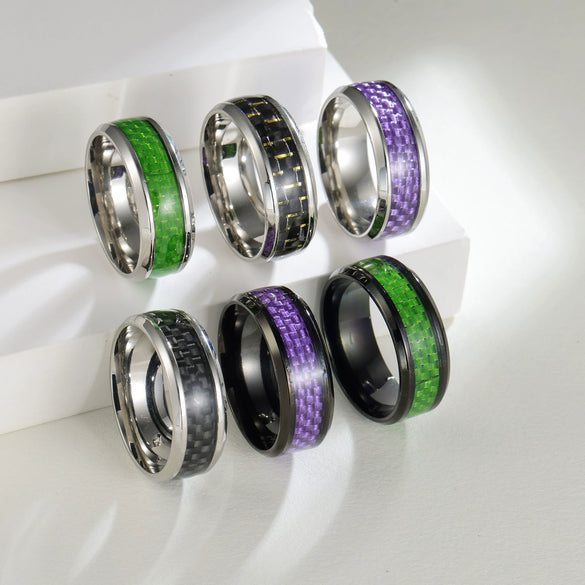 Wholesale Ring Titanium Steel Carbon Fiber Geometric Style Electroplating Unisex