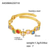 Wholesale Ring Titanium Steel Colorful Zircon Geometric Open Ring Electroplated Jewelry For Women
