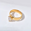 Wholesale Ring Titanium Steel Electroplated 18K Gold With Water Drop Zircon And Geometric Pattern For Couple