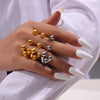 Wholesale Ring 316L Stainless Steel Geometric Design Electroplated Unisex