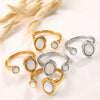 Wholesale Ring 316L Stainless Steel Geometric Electroplated Fashion Retro Style For Women