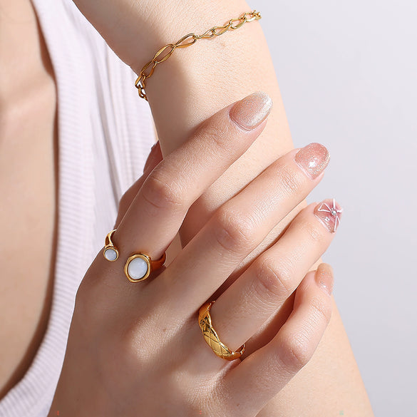 Wholesale Ring 316L Stainless Steel Geometric Electroplated Fashion Retro Style For Women