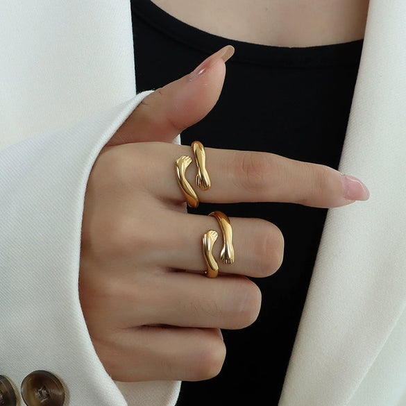 Wholesale Ring 316L Stainless Steel Geometric Electroplated Women's Personalized Style