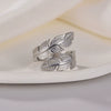 Wholesale Ring Titanium Steel Geometric Feather Fur Shape Electroplating Opening Adjustable Women's