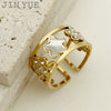 Wholesale Ring Titanium Steel Geometric Flower Style 14K Gold Plated