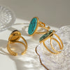 Wholesale Ring Titanium Steel Geometric French Retro Style Set With Gems