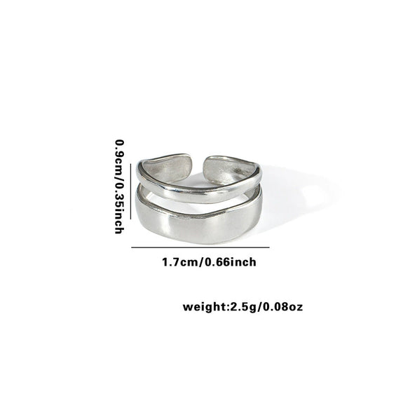 Wholesale Ring Titanium Steel Geometric Hollow Heart Flower Leaves Letters Numbers Text Electroplated Unisex Opening
